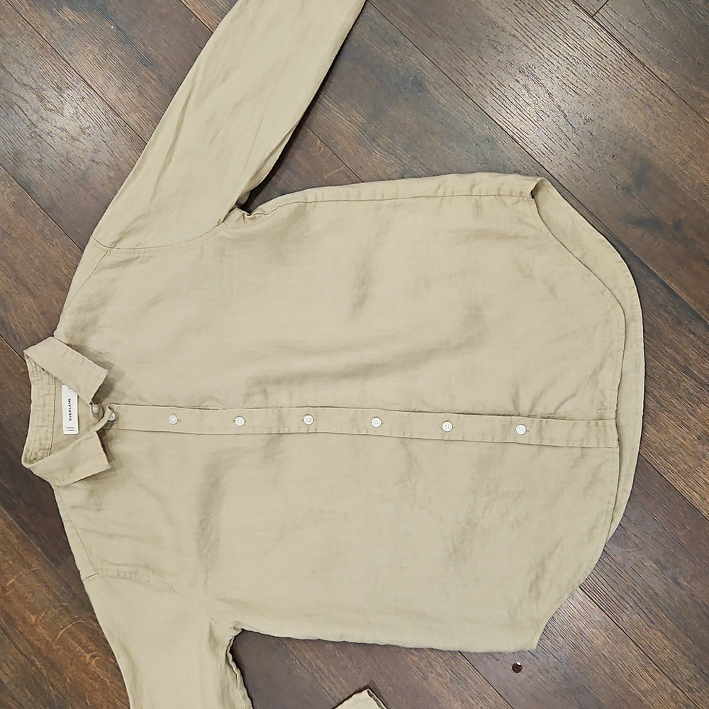 Everlane The Linen Relaxed Shirt Womens 3 White Button Down Long Sleeve